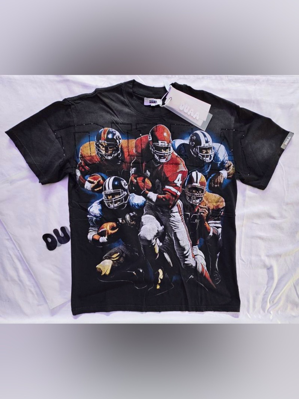 Black Graphic Football Short Sleeve Tee